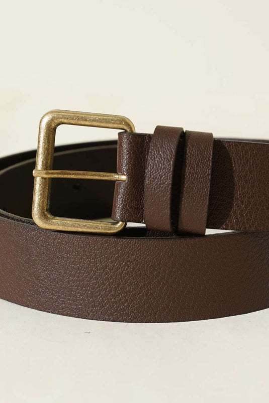 Kroko Görünümlü Metal Tokalı Kemer Acı Kahve