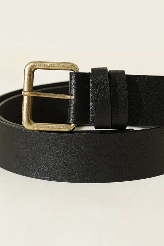 Kroko Görünümlü Metal Tokalı Kemer Siyah