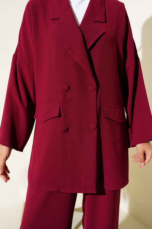 Kruvaze Basic İkili Takım Bordo