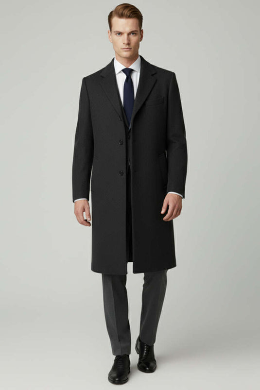 Men's Double-Breasted Two-Button Cashmere Coat, Anthracite