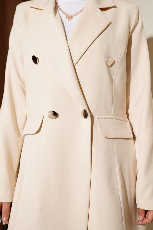 Veste blazer croisée, costume deux pièces beige