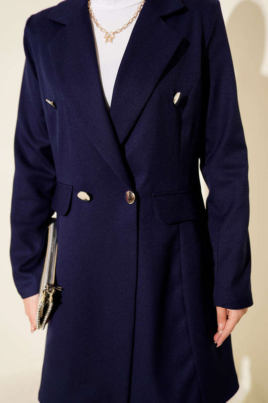 Veste blazer croisée, costume deux pièces bleu marine