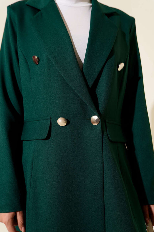 Veste blazer croisée, costume deux pièces vert émeraude
