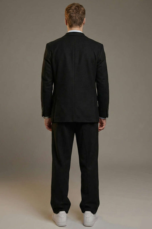 Kruvaze Kraag Jasje Heren Pak Zwart