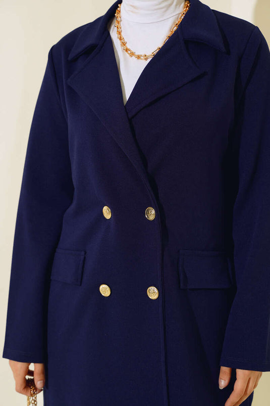 Costume Double Col Croisé avec Veste Bleu Marine