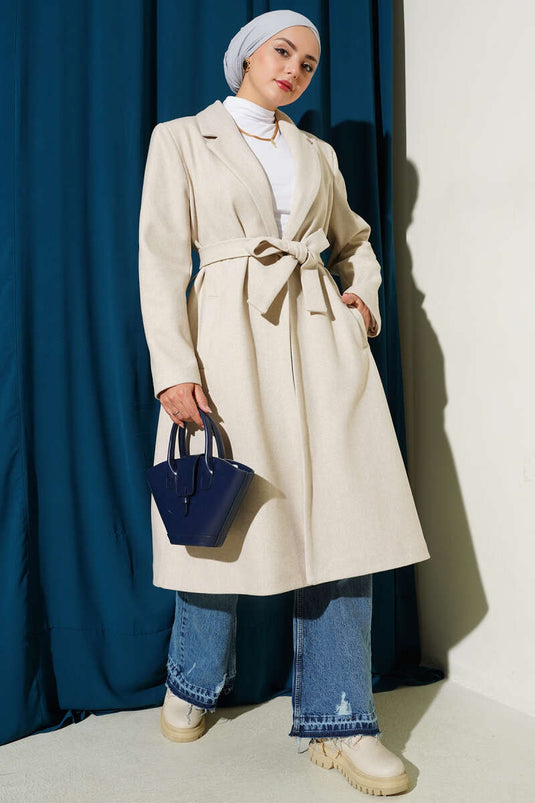 Kruvaze Yaka Cepli Kaşe Kaban Taş