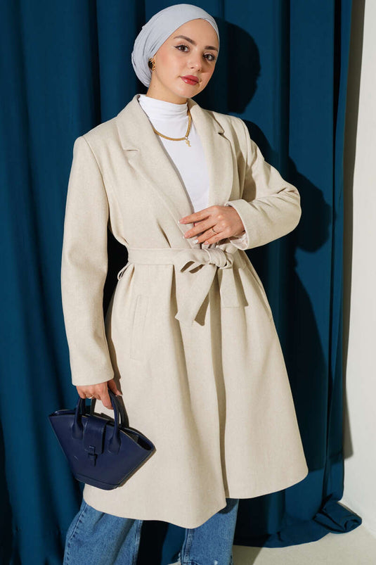 Double Breasted Pocketed Cashmere Coat Stone