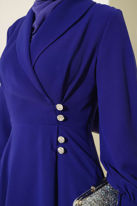 Robe Boutonnée Col Double Boutonnage Violet