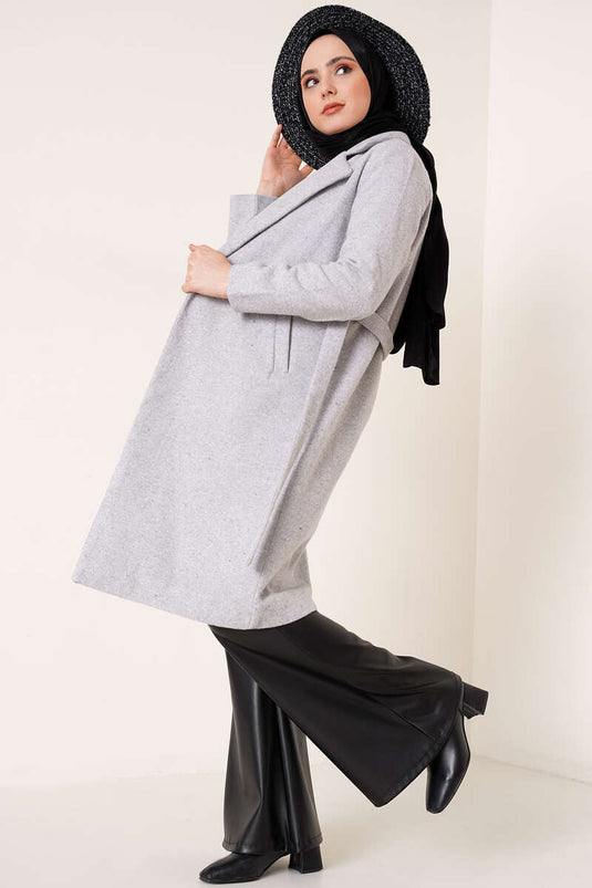 Manteau Col Croisé Gris