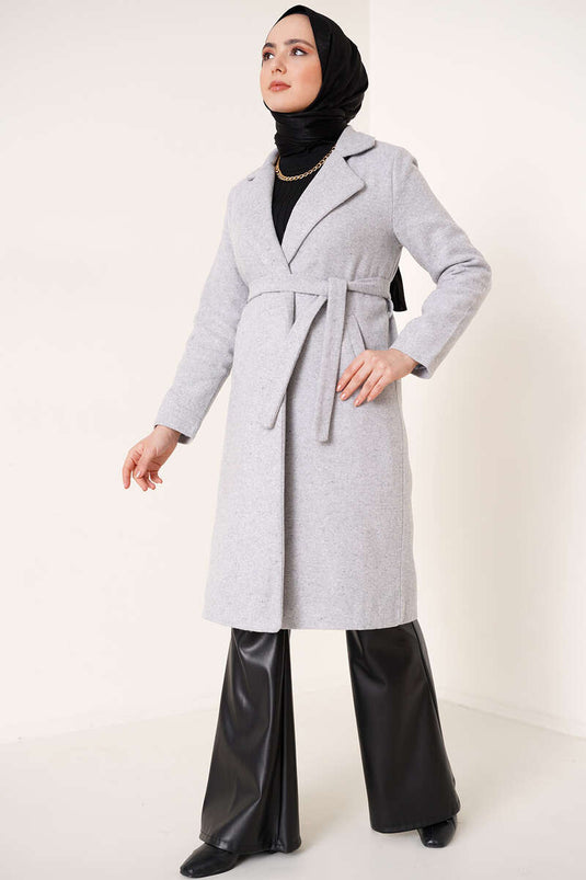 Manteau Col Croisé Gris