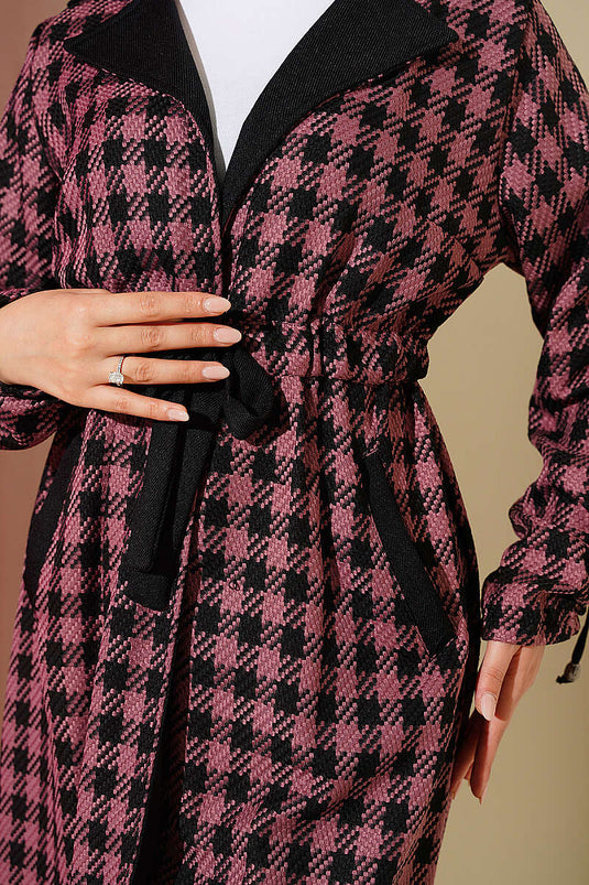 Manteau À Col Croisé En Tartan Rose