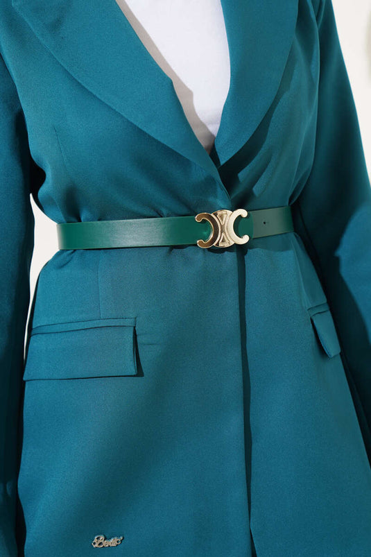 Chaqueta con cinturón y cuello cruzado Traje doble Esmeralda