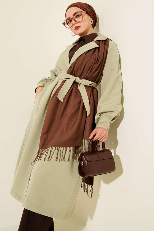 Trench-coat croisé avec ceinture, vert menthe.