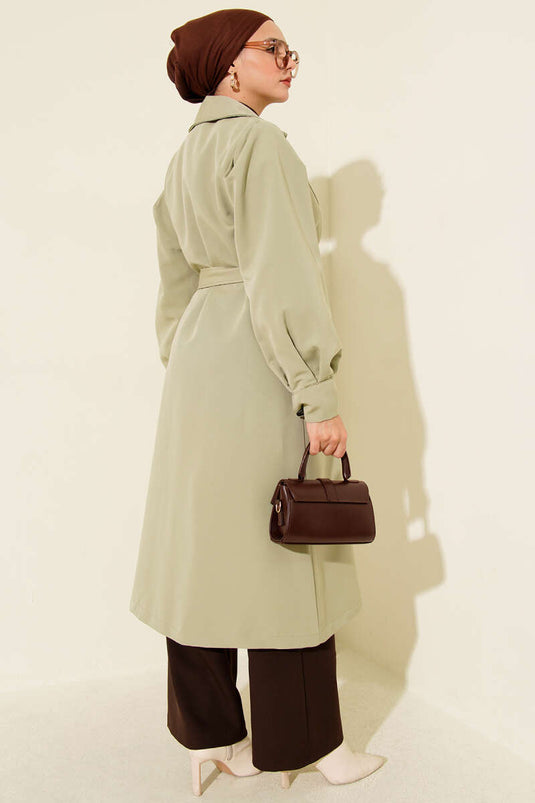 Trench-coat croisé avec ceinture, vert menthe.