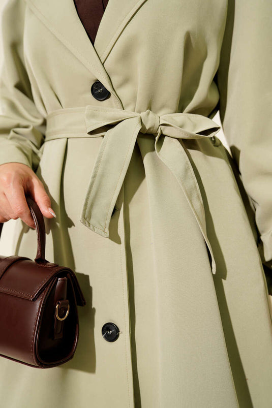 Trench-coat croisé avec ceinture, vert menthe.