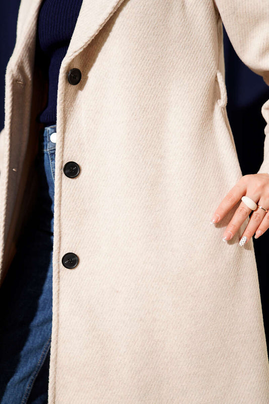 Double-Breasted Belted Lined Cashmere Coat Beige