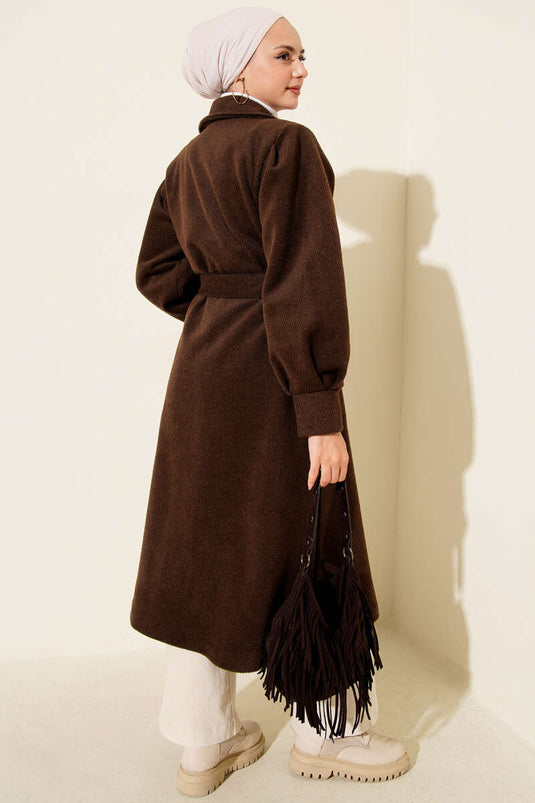 Double-Breasted Belted Lined Cashmere Coat Brown