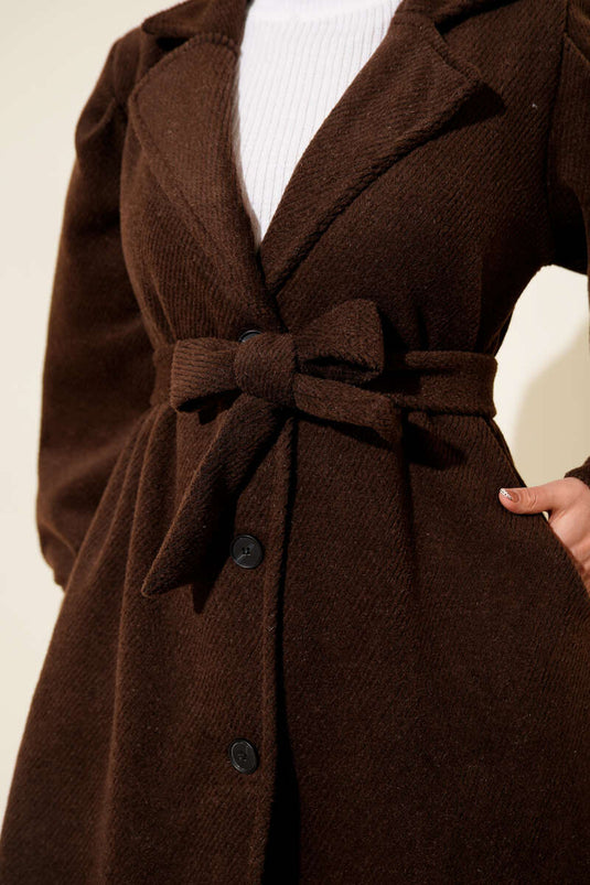 Double-Breasted Belted Lined Cashmere Coat Brown