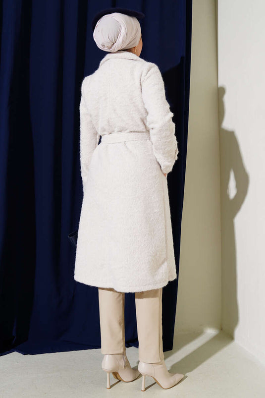 Manteau croisé en cachemire avec ceinture Stone