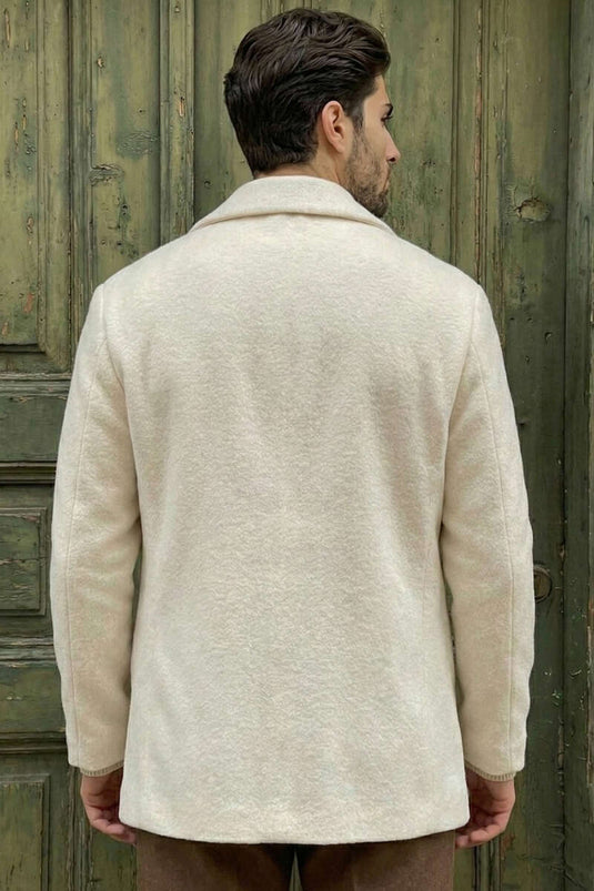 Manteau homme en drap à col croisé oversize couleur pierre
