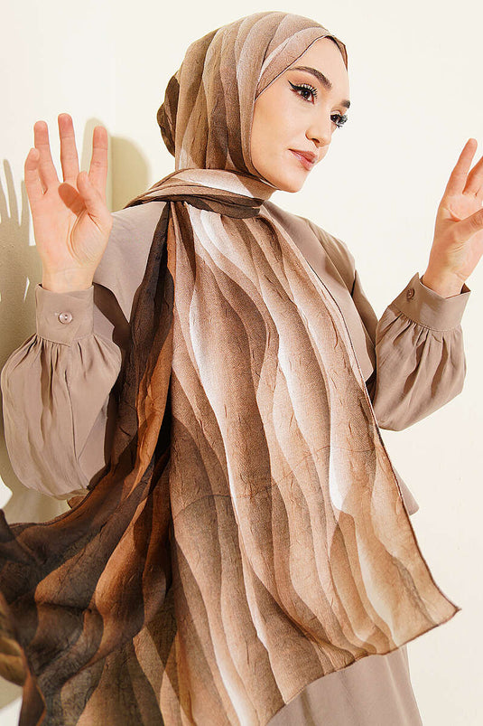 Kumul dégradé motif Liva modal foulard beige