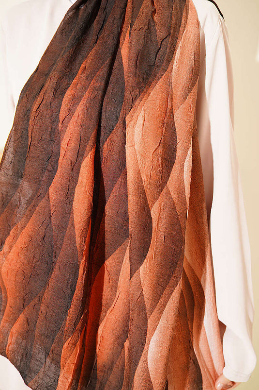 Kumul Gradient Pattern Liva Modal Crinkle Scarf Camel
