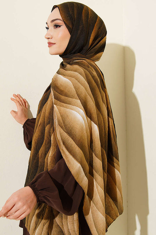 Kumul Dégradé Motif Liva Modal Foulard Kaki Beige