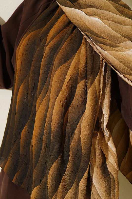 Kumul Dégradé Motif Liva Modal Foulard Kaki Beige