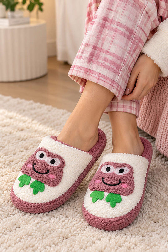 Roze Kikkerpatroon Huis Slippers