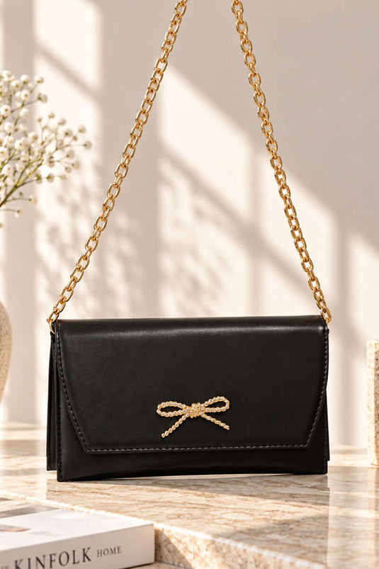 Borsa Pochette Con Catena Nera