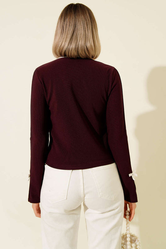 Ribbon Bow Ribbon Blouse, Plum