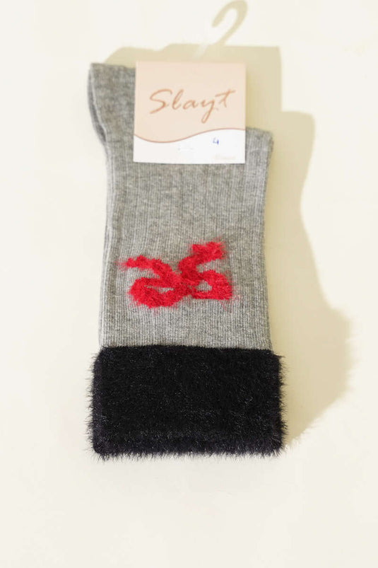Chaussettes basses pour femme avec bordure en franges gris