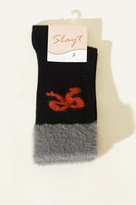 Chaussette socquette femme avec bordure à franges noire