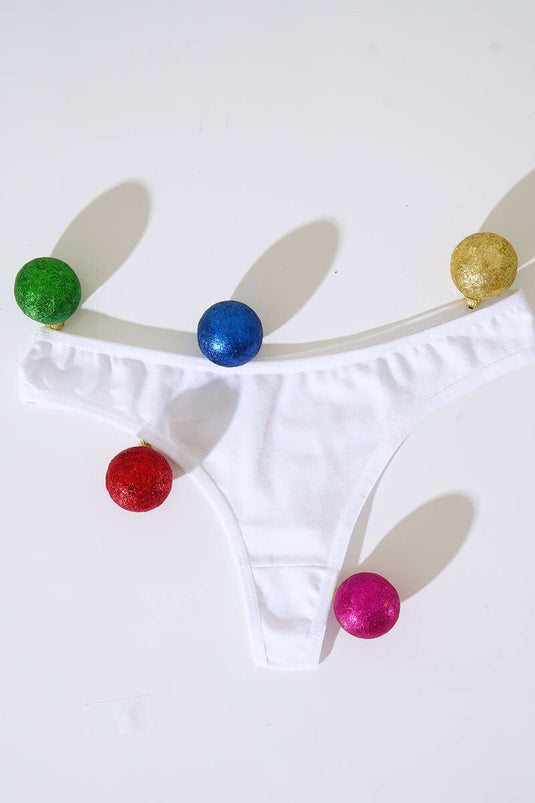 String pour femme avec ruban, blanc