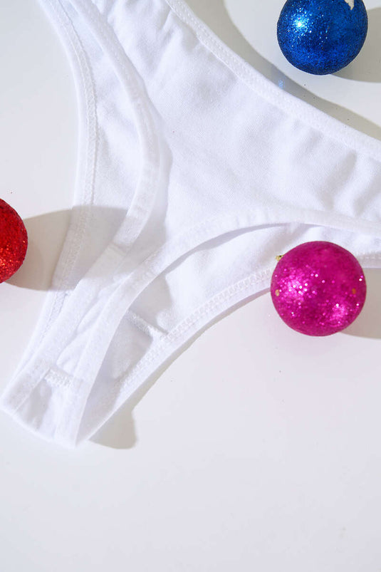 String pour femme avec ruban, blanc