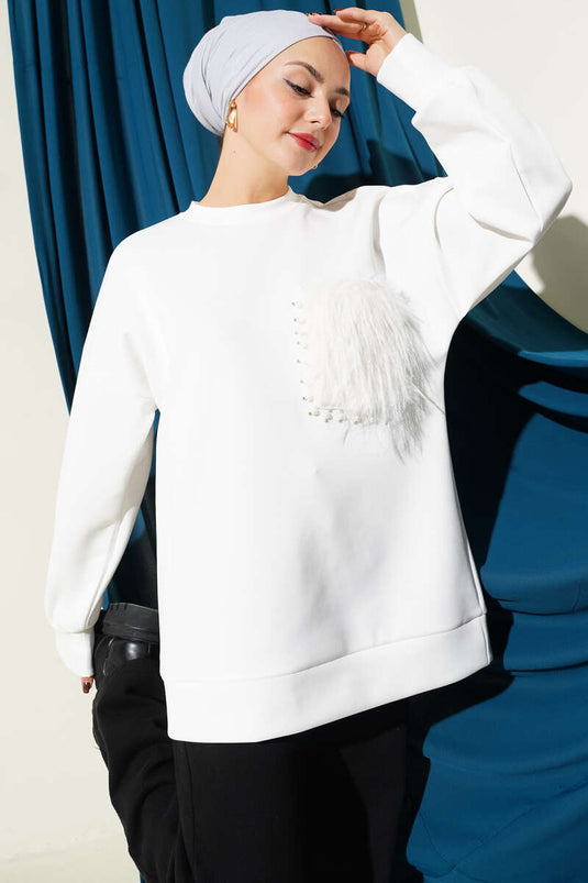 Fur Pocket Scuba Tunic White