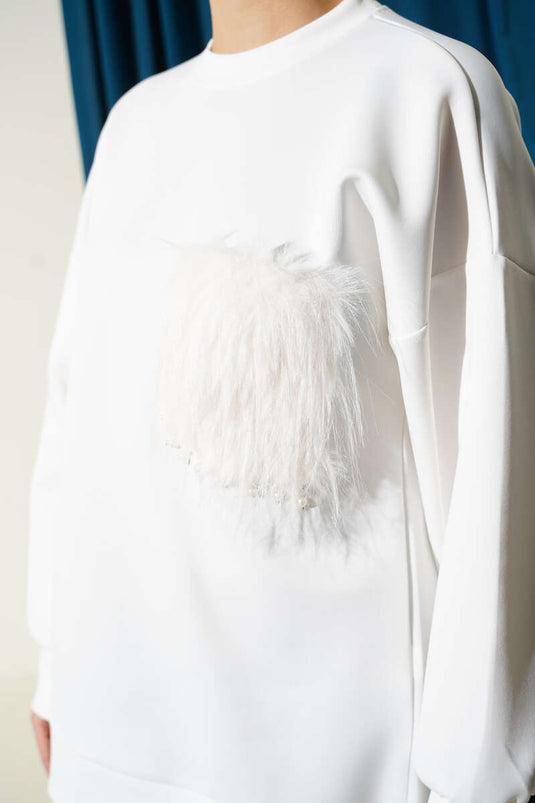 Fur Pocket Scuba Tunic White