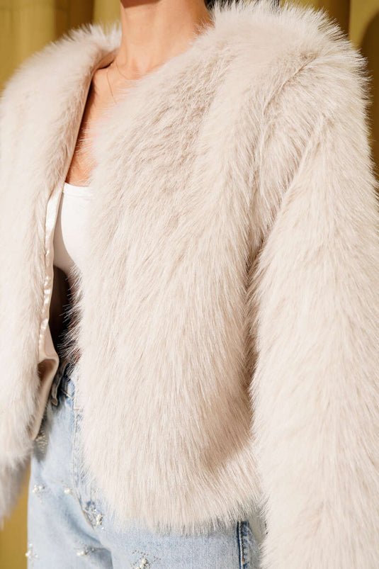 Kürk Detaylı Kısa Mont Taş