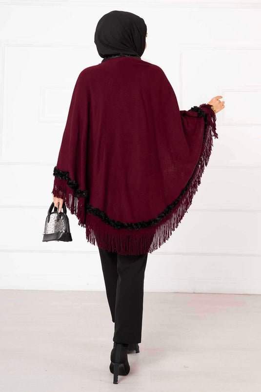 Fur Poncho Claret Red