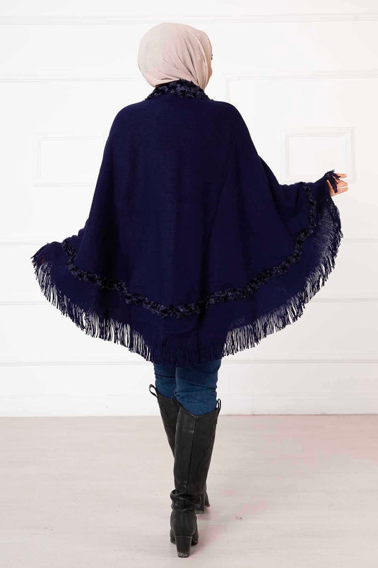 Fur Cape Navy Blue