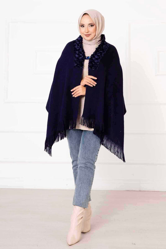 Châle Poncho Fourrure Saks