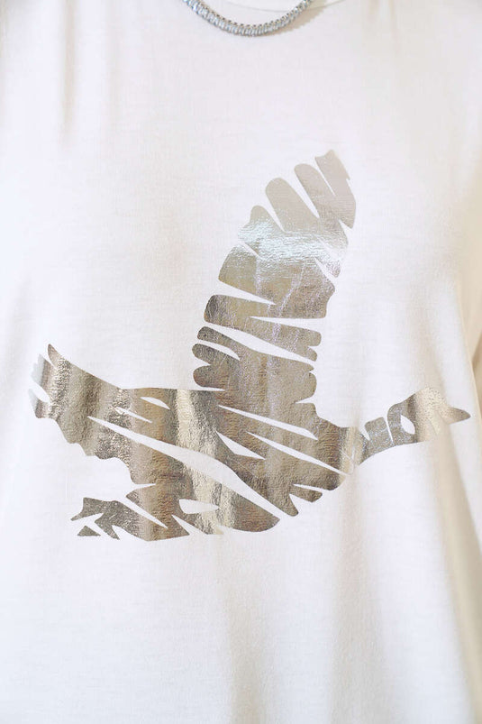 T-Shirt Imprimé Oiseaux Blanc