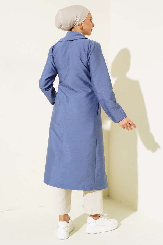 Bird-Eyed Belted Trench Coat Indigo