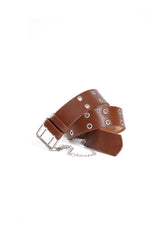 Ceinture beige à chaîne et motif œil d'oiseau
