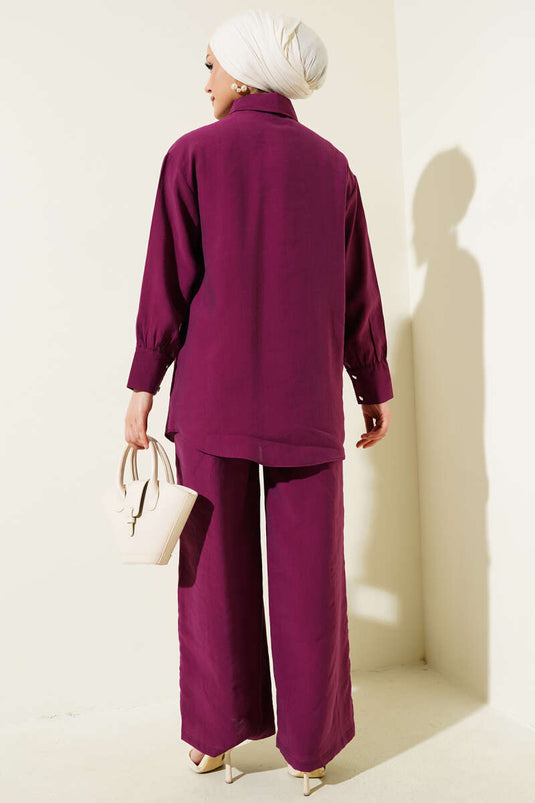 Ensemble deux pièces tunique à œillets violet