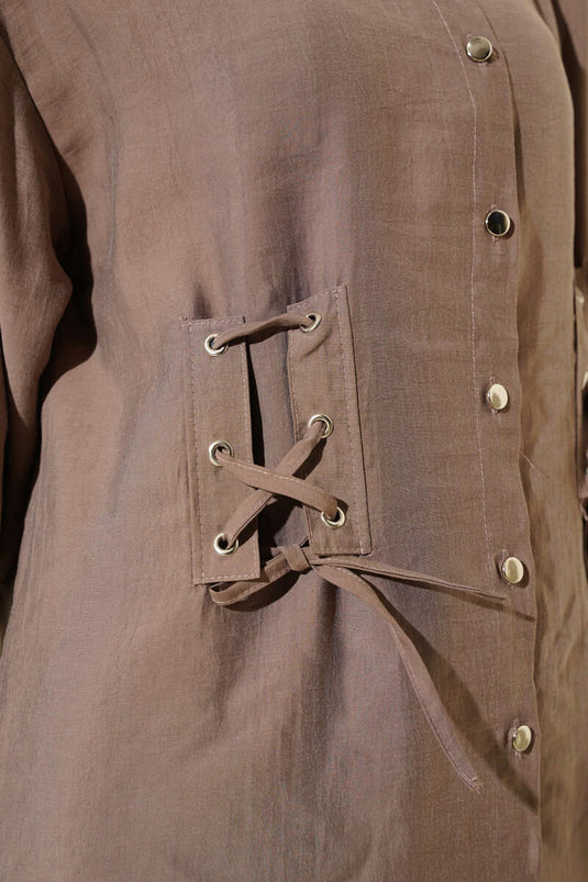 Bird Eye Detailed Tunic Two-Piece Set Mink