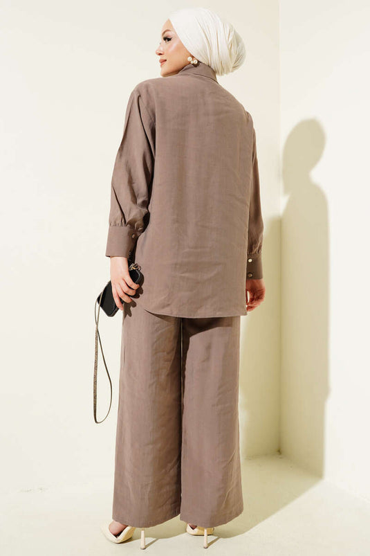 Bird Eye Detailed Tunic Two-Piece Set Mink