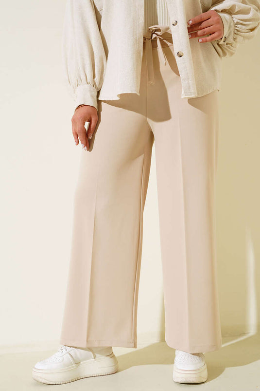 Pantalon Dangle À Nouer À La Taille Beige