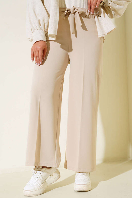 Pantalon Dangle À Nouer À La Taille Beige