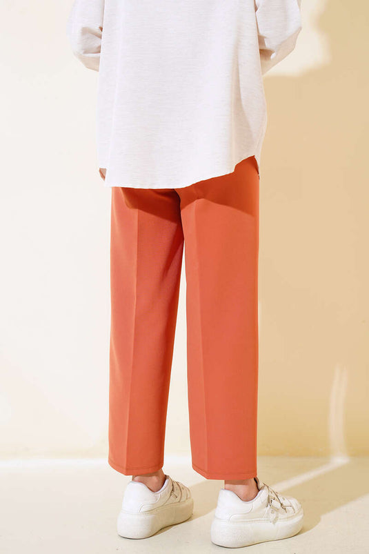 Kuşak Bağlamalı Dabıl Pantolon Kiremit